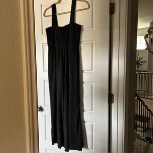 NATURAL LIFE Charcoal Sleeveless Romper Pantsuit Wide-Legged Smocked Medium